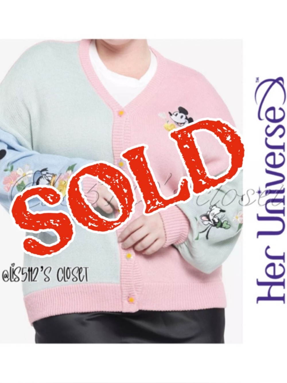 Her Universe x Disney Mickey Mouse And Friends Spring Pastel Cardigan 1X 14 16